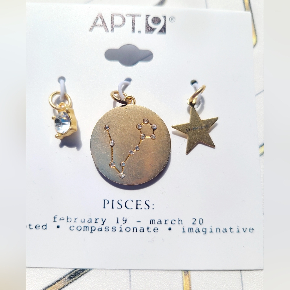New APT. 9| 3 Pc Dangle  PISCES  Zodiac Dangle Charm - Picture 3 of 5